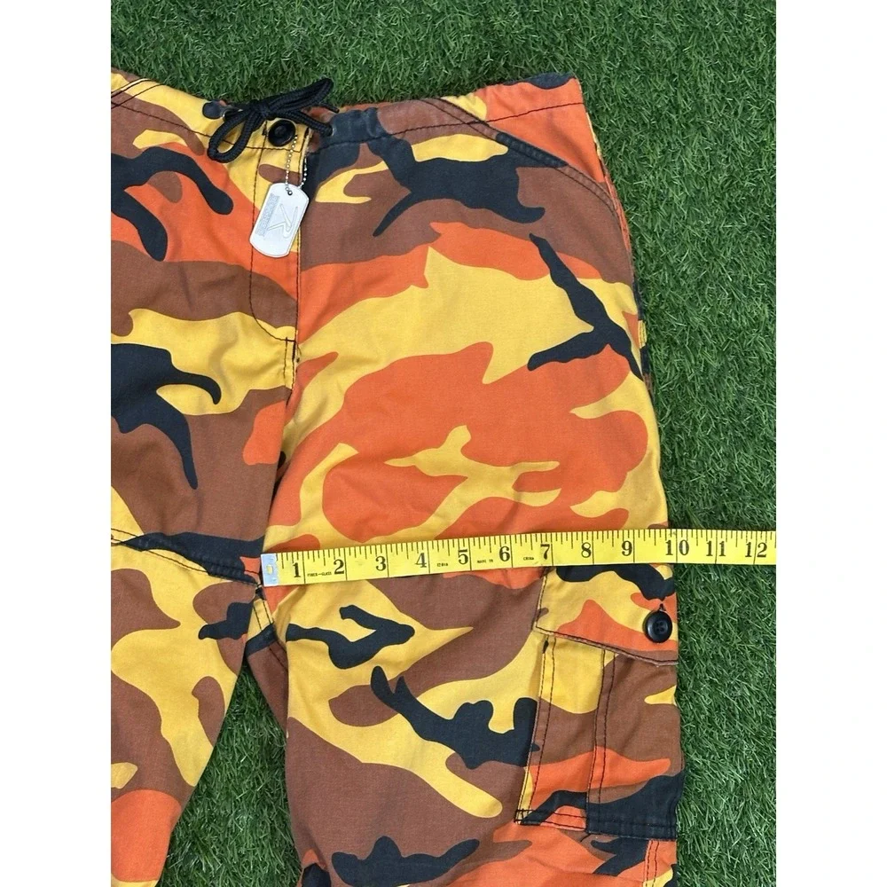 Vtg Rothco Military‎ Cargo Pants Mens XS Faded Double Knee Orange Camouflage